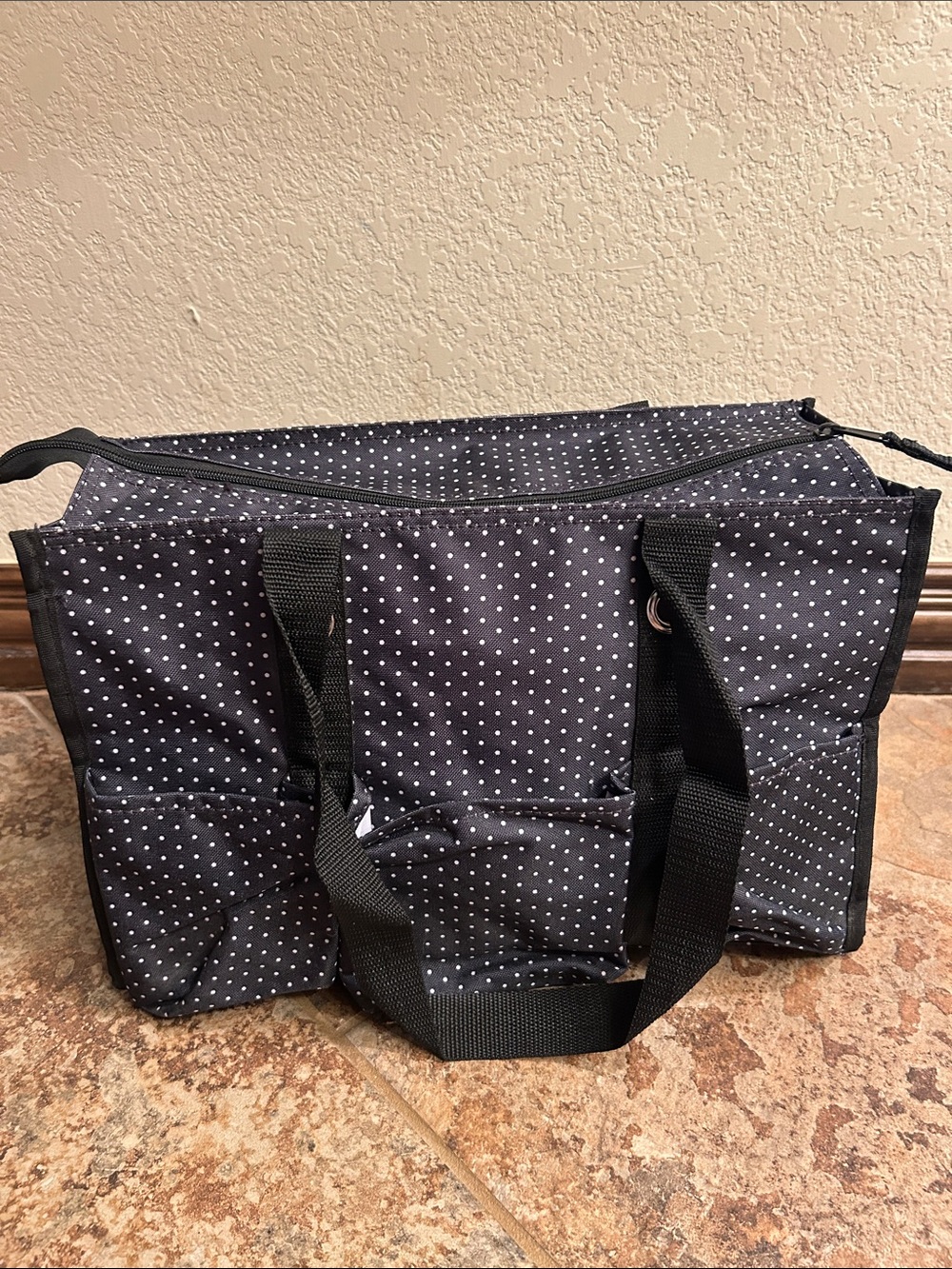 thirty-one Black Tote with White Polka Dots